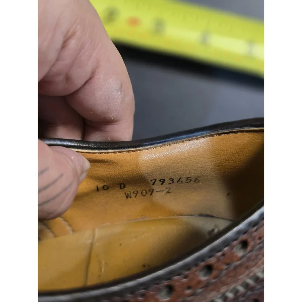 Vintage Hanover Imperial Brown Pebbled Leather Cap Toe Brogue Oxfords 10D W909-2